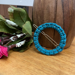 SKY BLUE ROUND MACRAME HAIR CLIP HANDMADEAHOLIC BY MISHKA