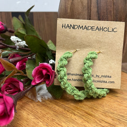 PISTA GREEN TWIST MACRAME HOOP EARRINGS HANDMADEAHOLIC BY MISHKA