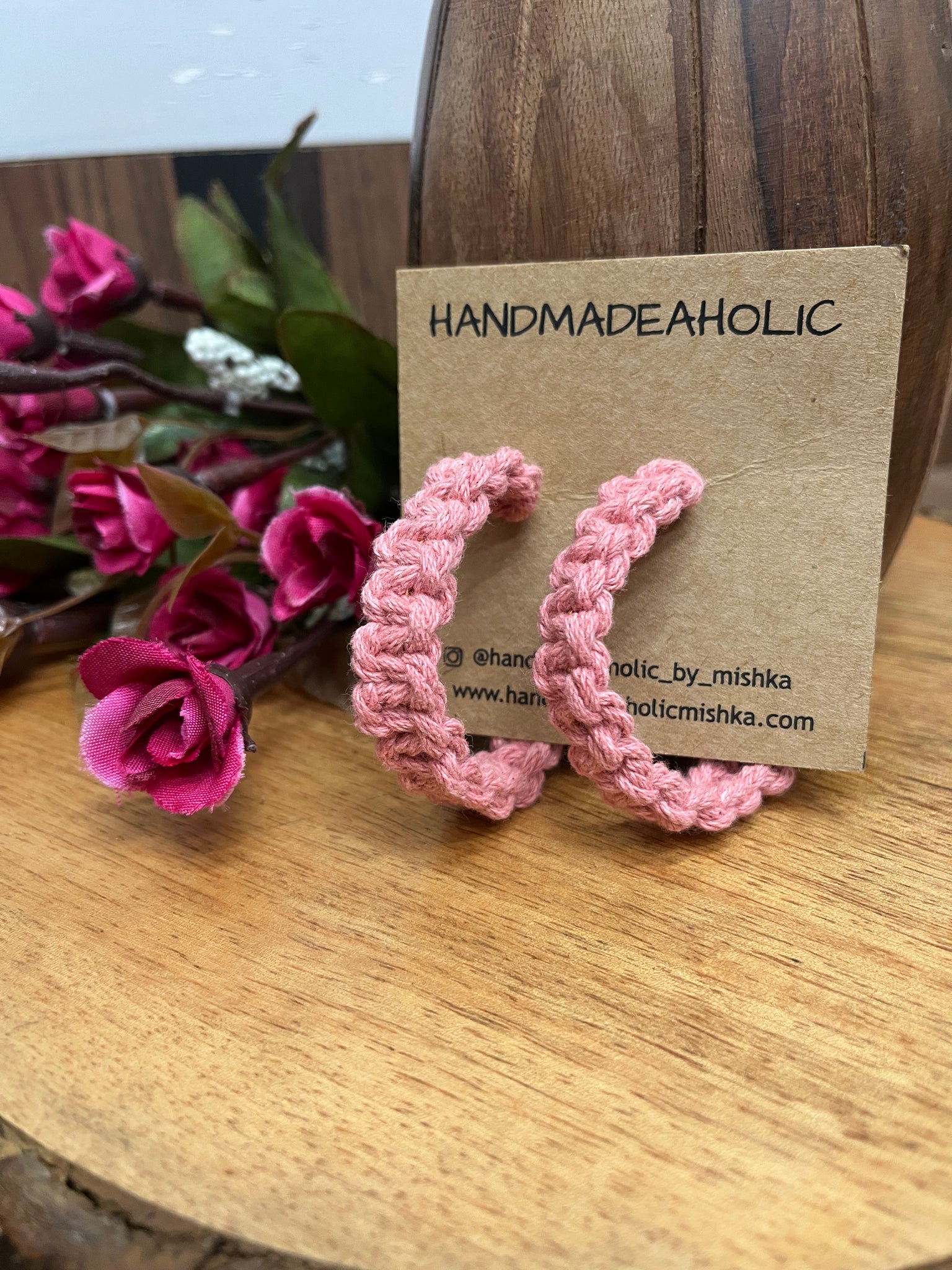 LIGHT PINK BOX MACRAME EARRING HANDMADEAHOLIC BY MISHKA