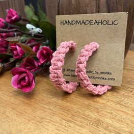 LIGHT PINK BOX MACRAME EARRING HANDMADEAHOLIC BY MISHKA