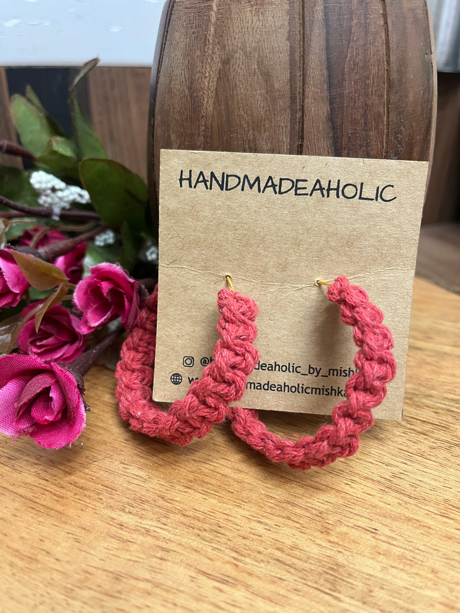 RED BOX MACRAME EARRING HANDMADEAHOLIC BY MISHKA