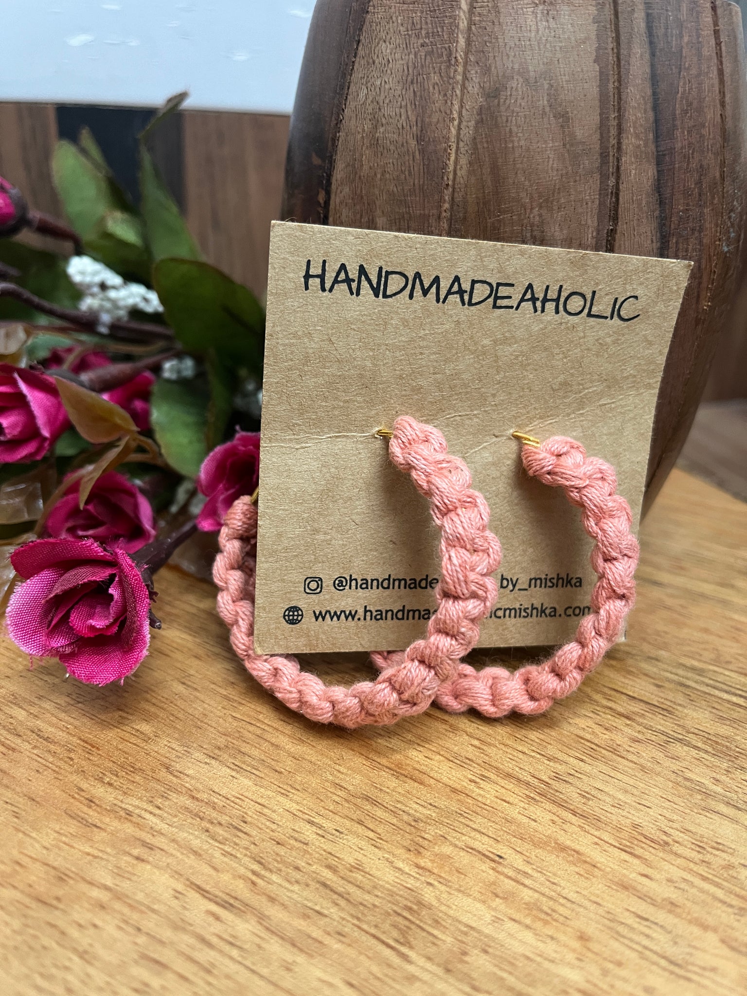 LIGHT PINK BOX MACRAME EARRING HANDMADEAHOLIC BY MISHKA