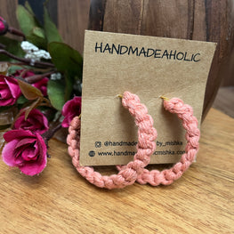 LIGHT PINK BOX MACRAME EARRING HANDMADEAHOLIC BY MISHKA