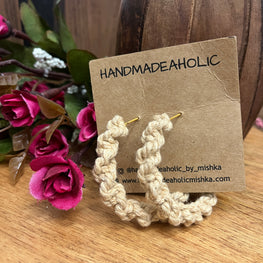 CREAM TWIST MACRAME EARRING HANDMADEAHOLIC BY MISHKA