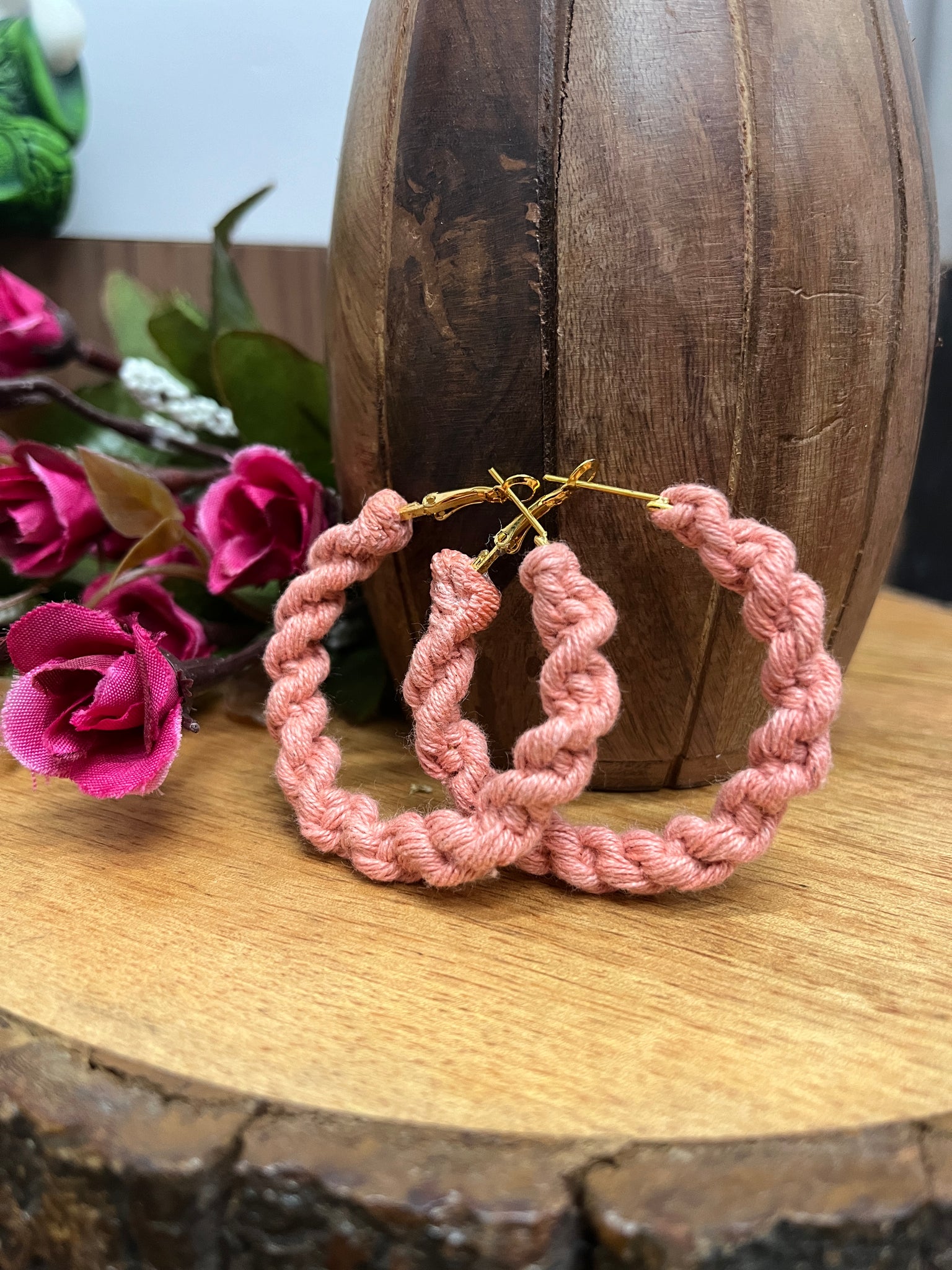 PEACH TWIST MACRAME EARRING HANDMADEAHOLIC BY MISHKA