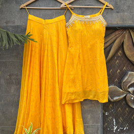 YELLOW TOP & PLAZZO DRESS HANDMADEAHOLIC BY MISHKA