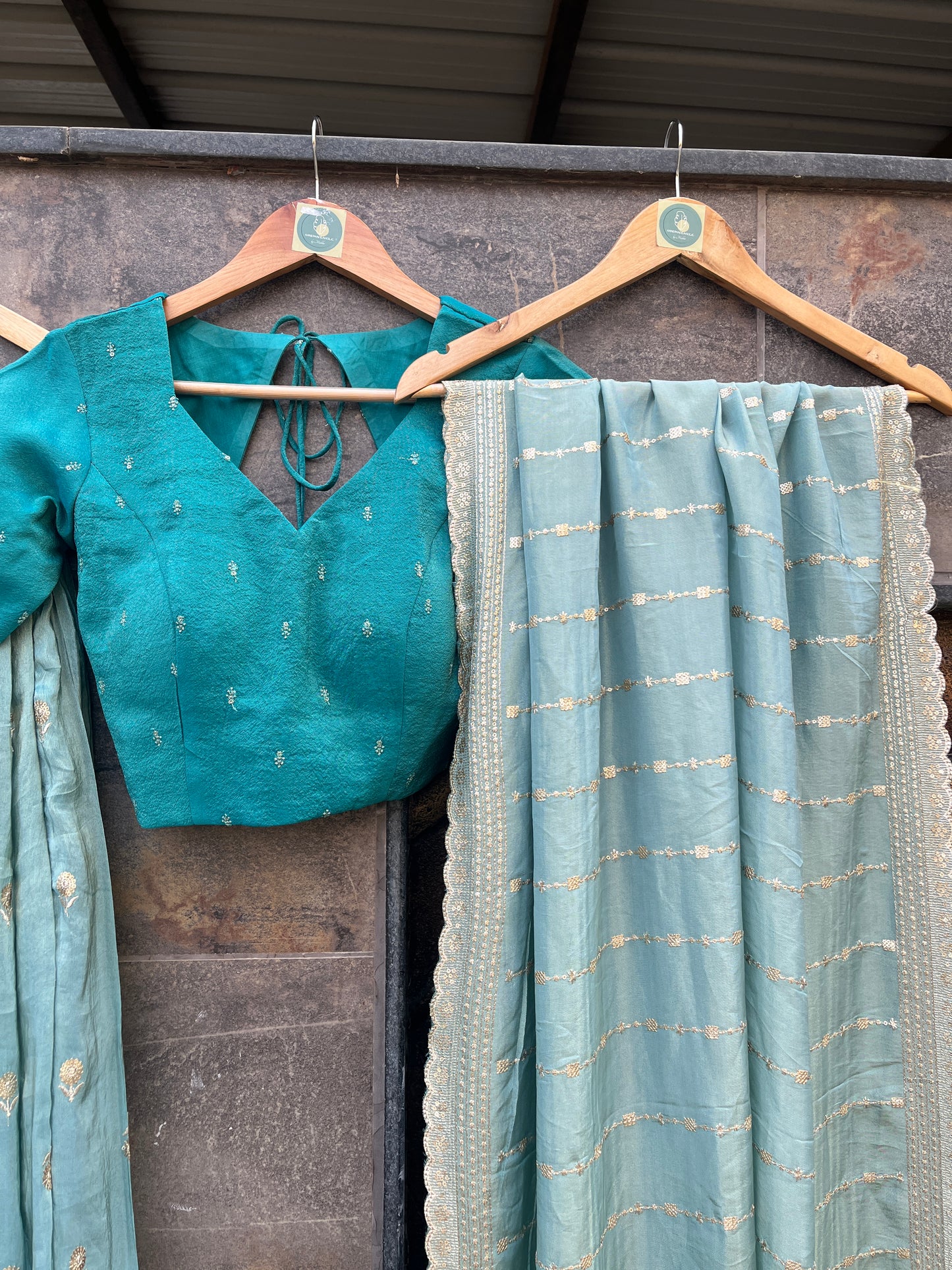 PASTEL BANARASI SILK CHANIYA CHOLI HANDMADEAHOLIC BY MISHKA