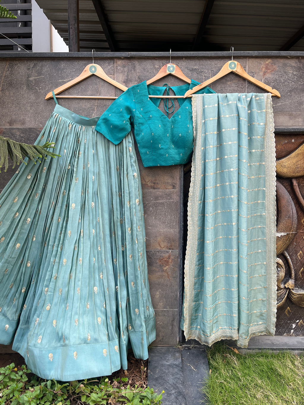 PASTEL BANARASI SILK CHANIYA CHOLI HANDMADEAHOLIC BY MISHKA