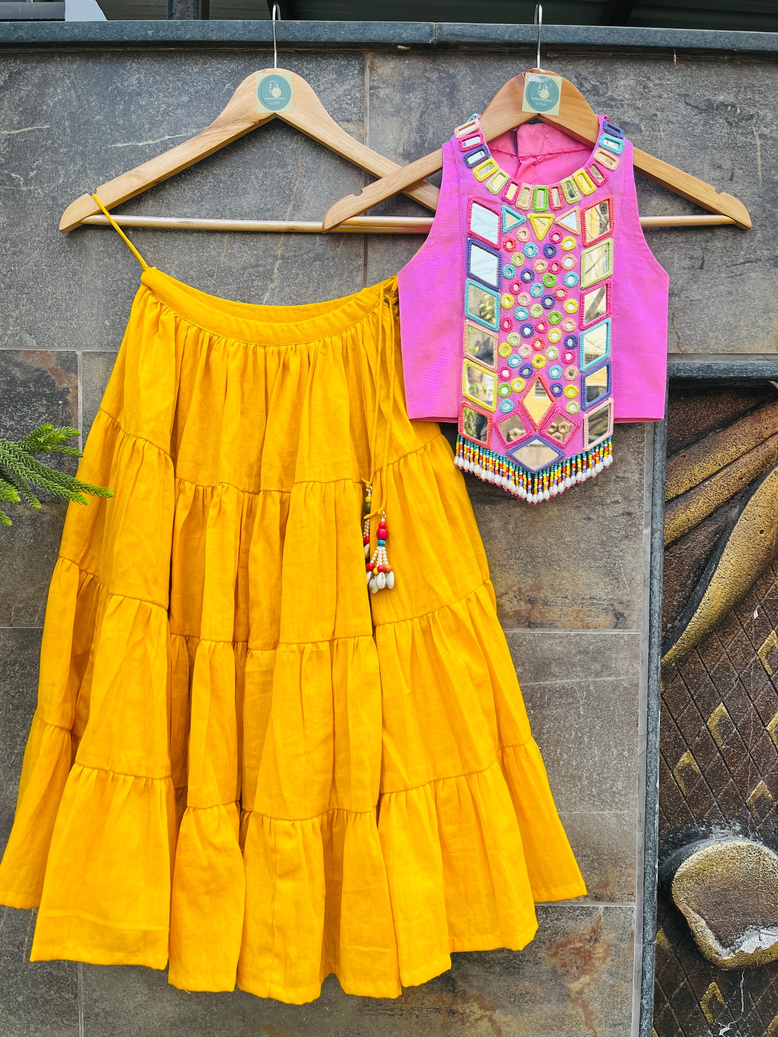 YELLOW PINK CHOLI HANDMADEAHOLIC BY MISHKA