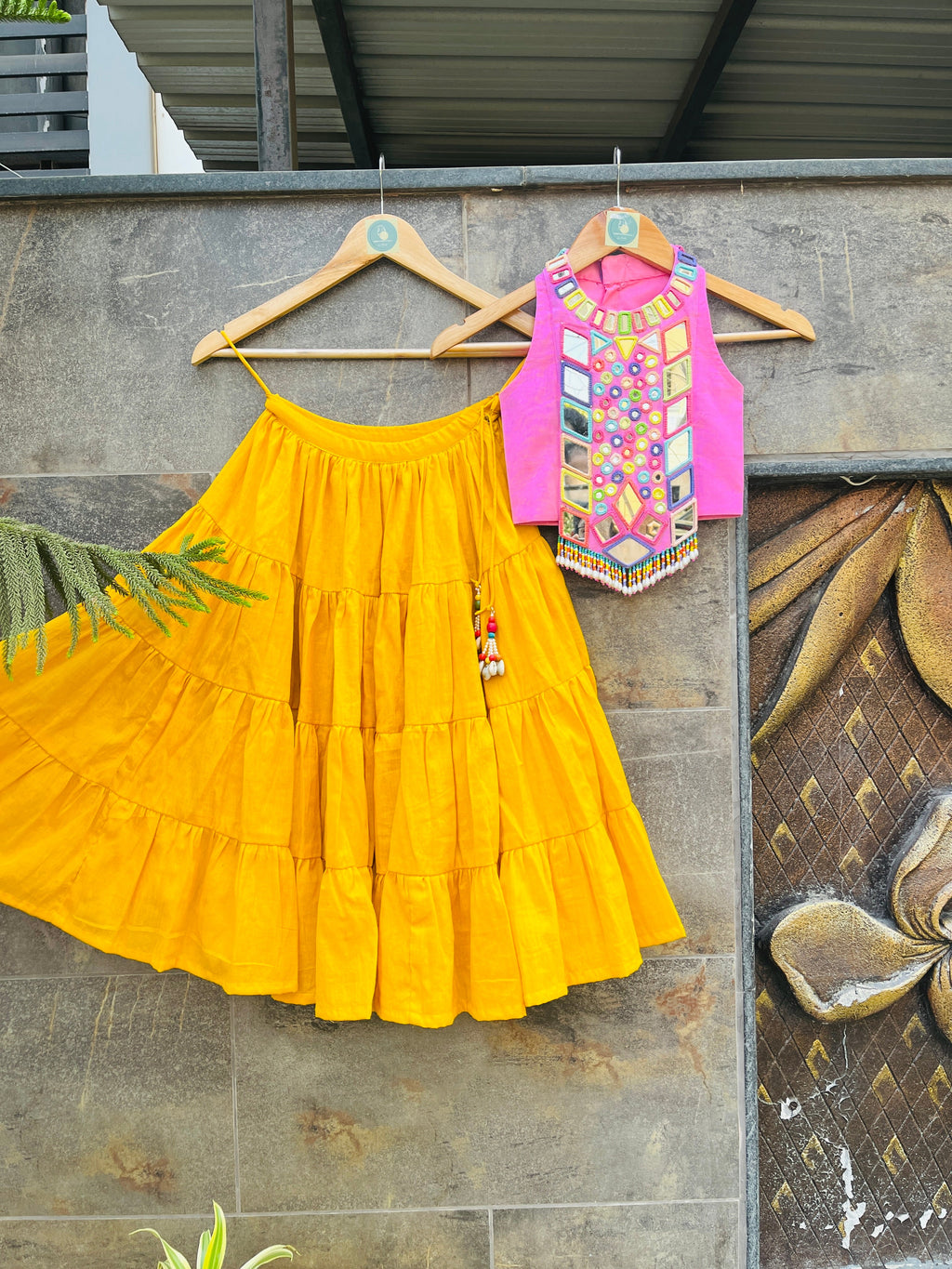 YELLOW PINK CHOLI HANDMADEAHOLIC BY MISHKA