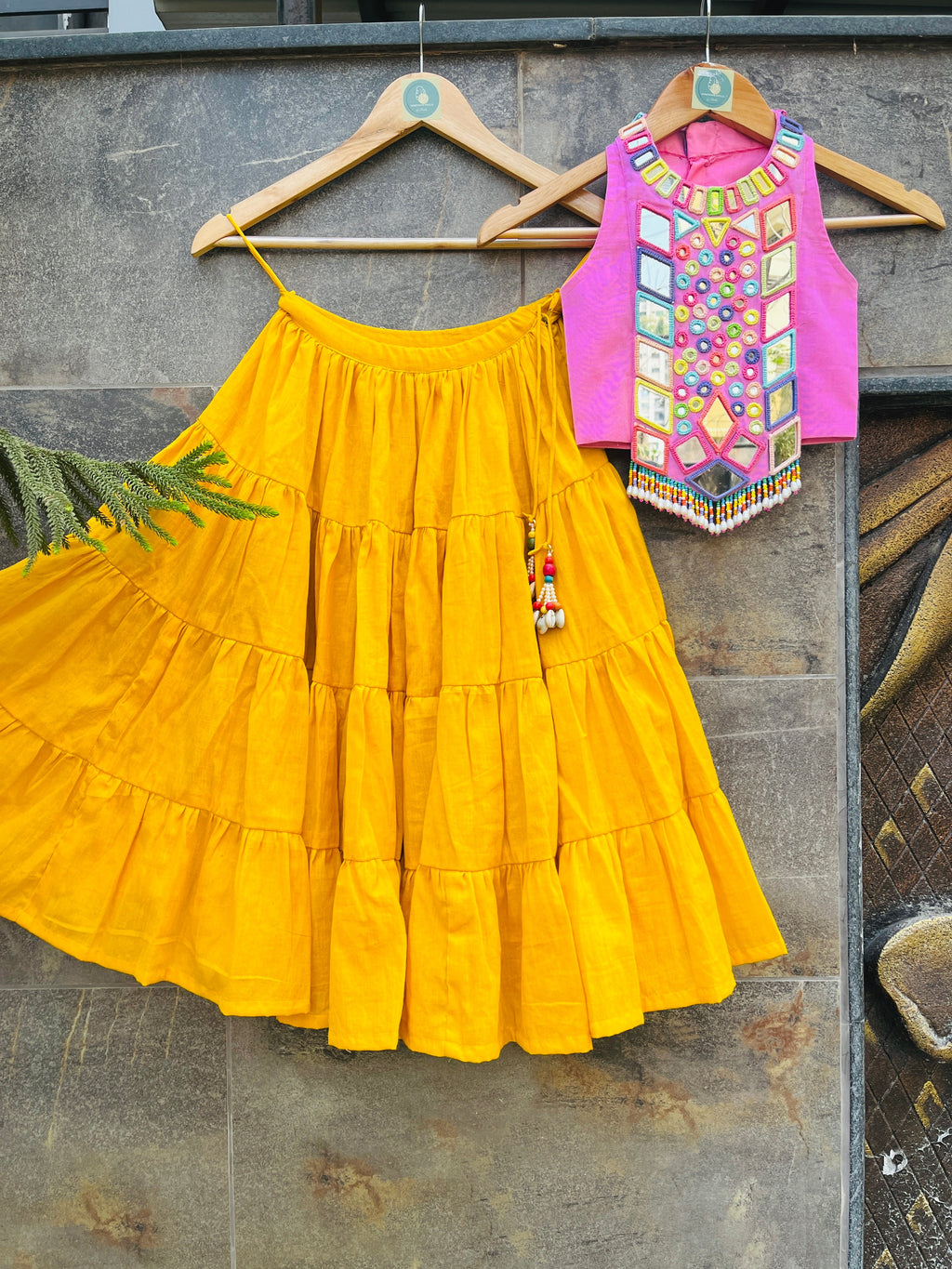 YELLOW PINK CHOLI HANDMADEAHOLIC BY MISHKA