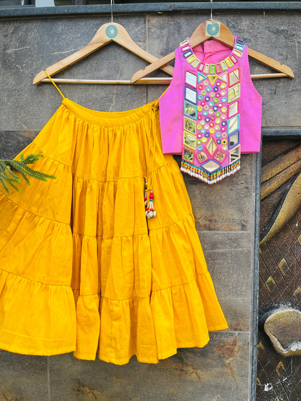 YELLOW PINK CHOLI HANDMADEAHOLIC BY MISHKA
