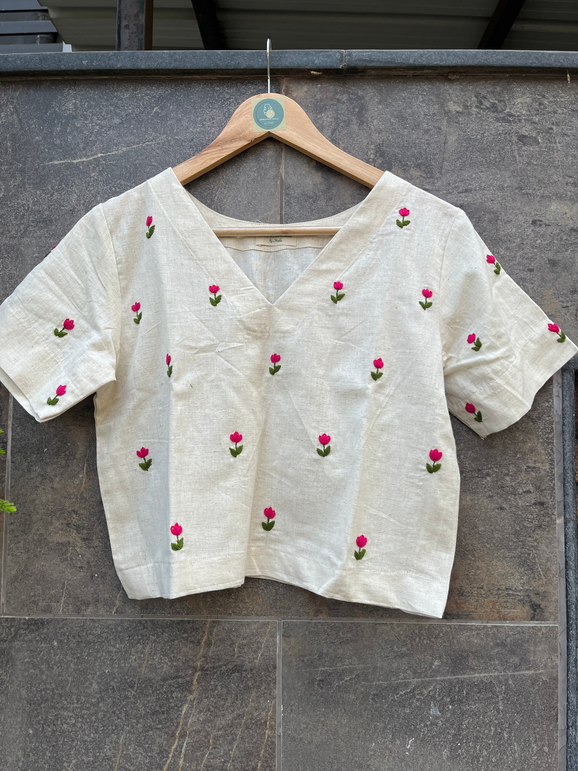 PINK FLOWER TANK TOP HANDMADEAHOLIC BY MISHKA