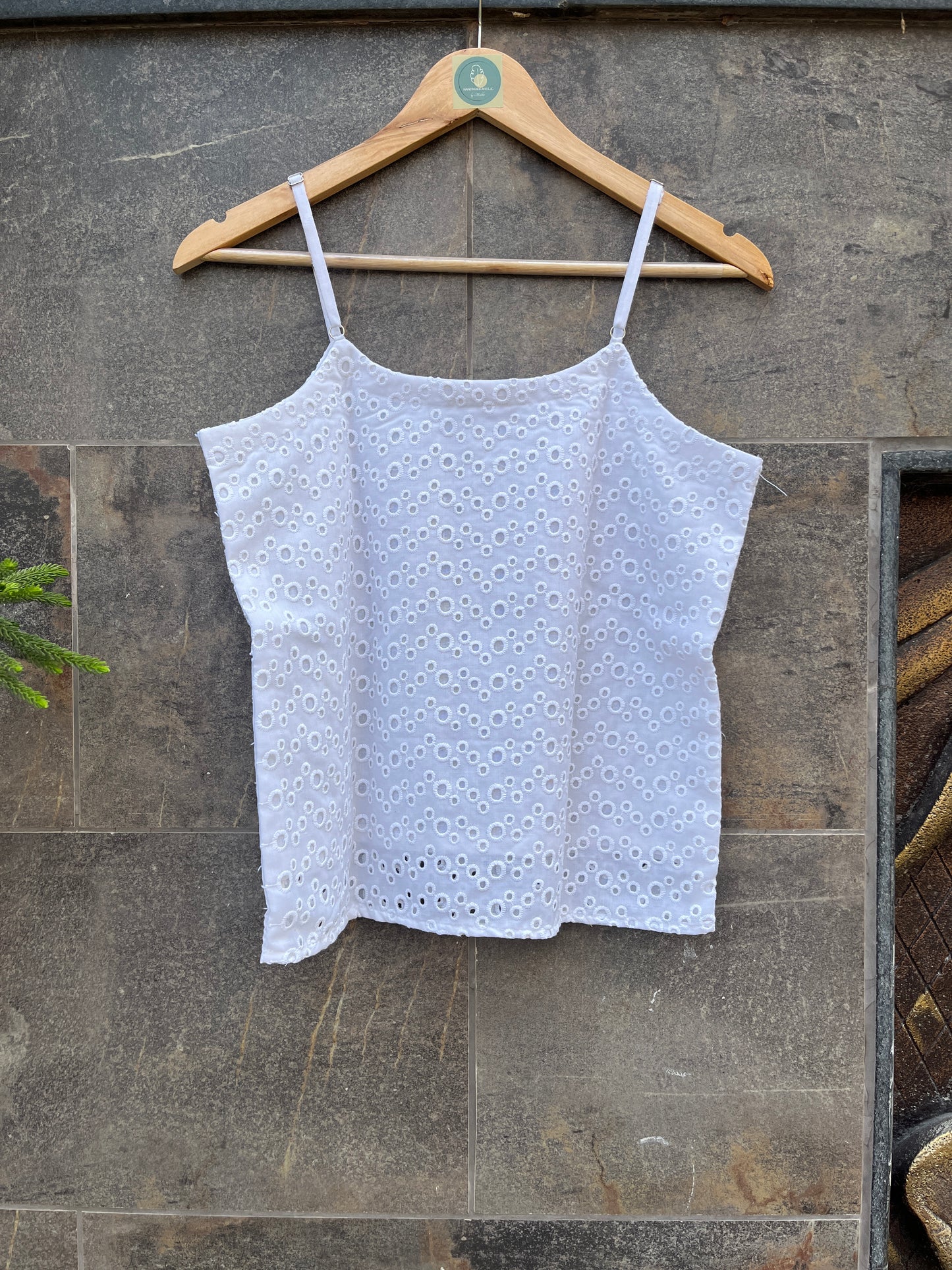 WHITE SCHIFFLY CAMI TOP HANDMADEAHOLIC BY MISHKA