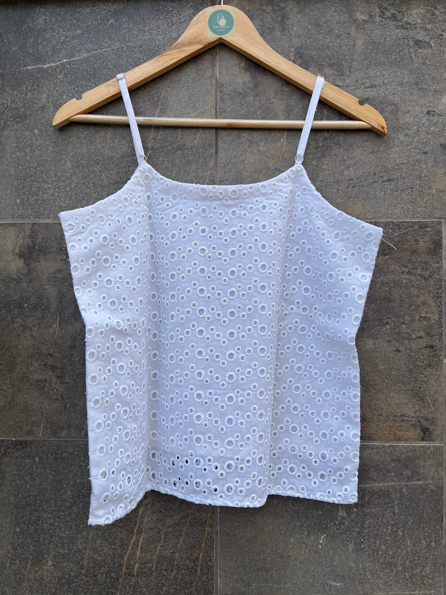 WHITE SCHIFFLY CAMI TOP HANDMADEAHOLIC BY MISHKA
