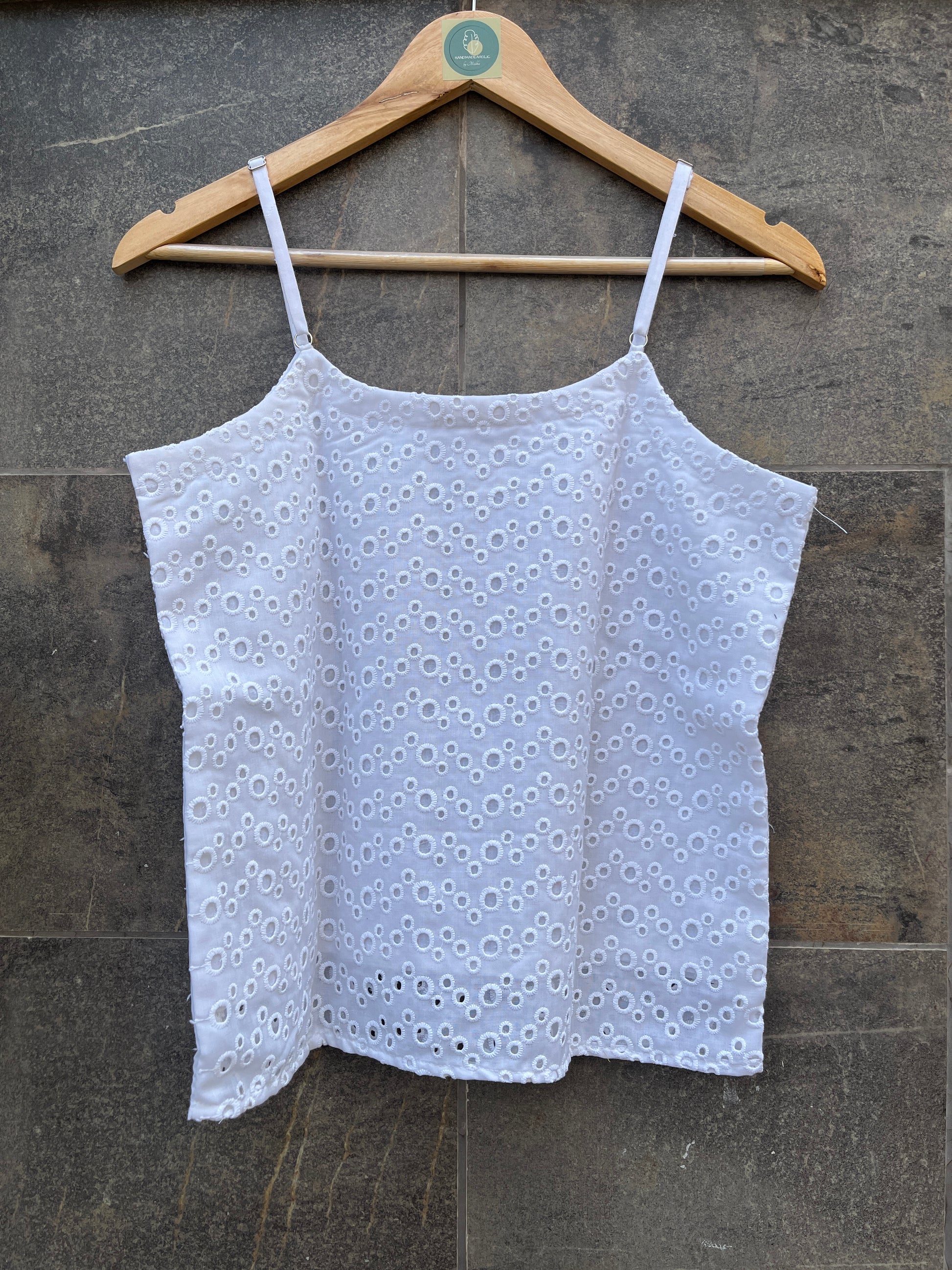 WHITE SCHIFFLY CAMI TOP HANDMADEAHOLIC BY MISHKA