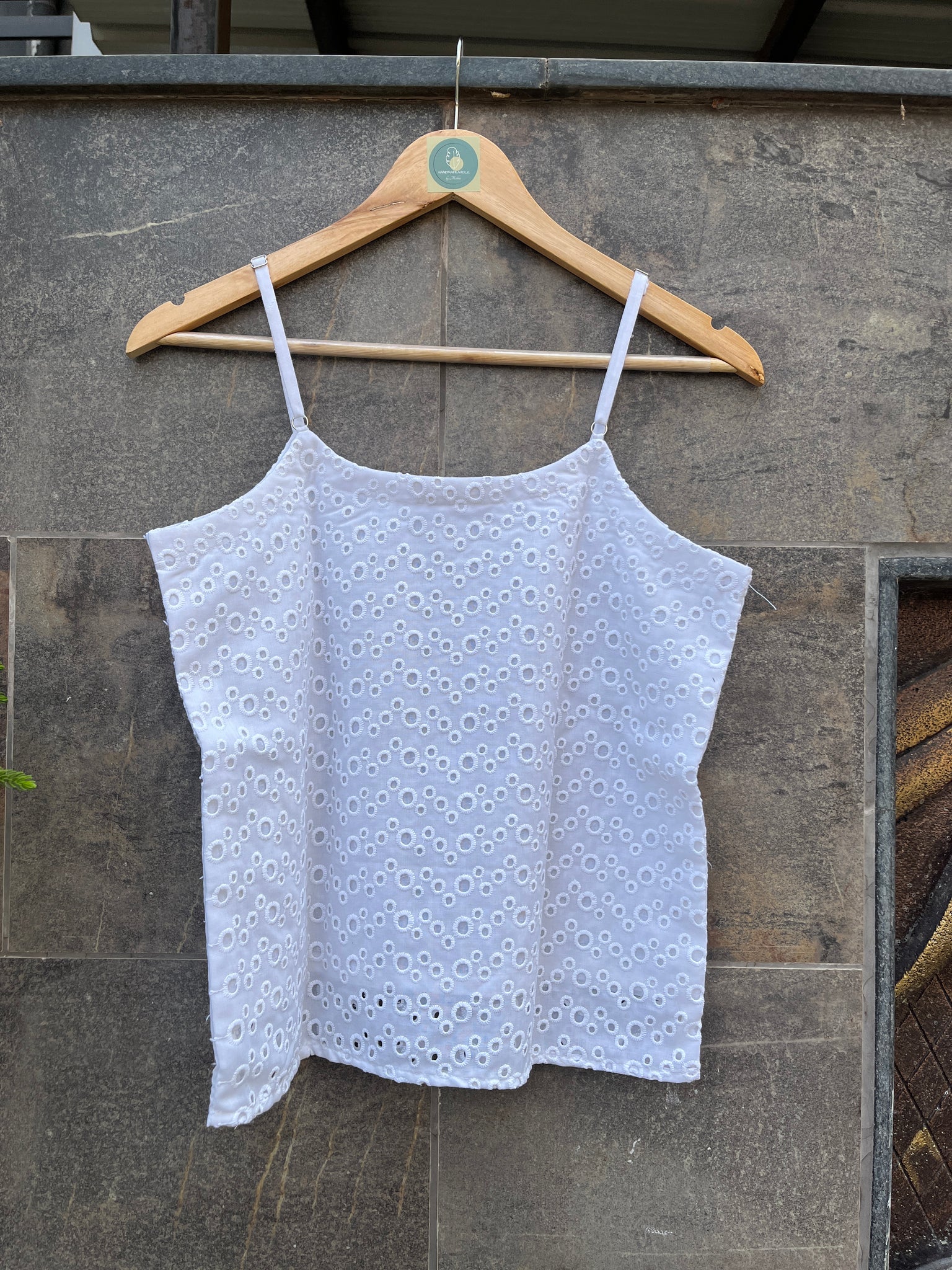 WHITE SCHIFFLY CAMI TOP HANDMADEAHOLIC BY MISHKA