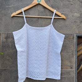 WHITE SCHIFFLY CAMI TOP HANDMADEAHOLIC BY MISHKA