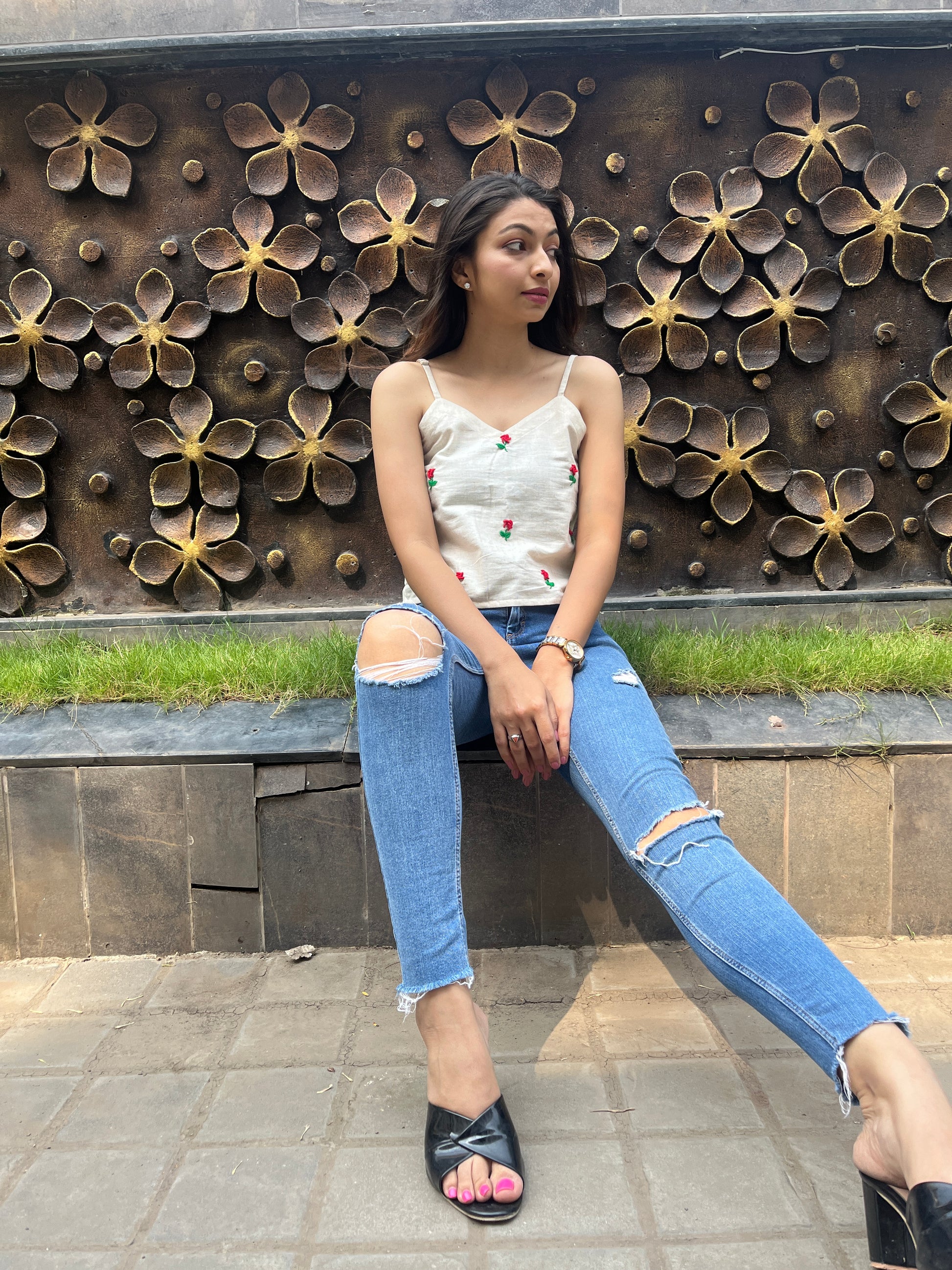 OFF WHITE SPAGHETTI CAMI TOP HANDMADEAHOLIC BY MISHKA