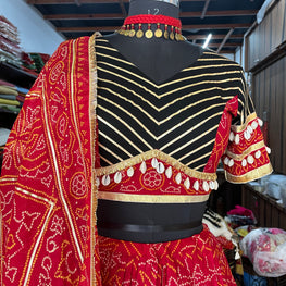 BLACK AND RED BANDHANI CHANIYA CHOLI HANDMADEAHOLIC BY MISHKA