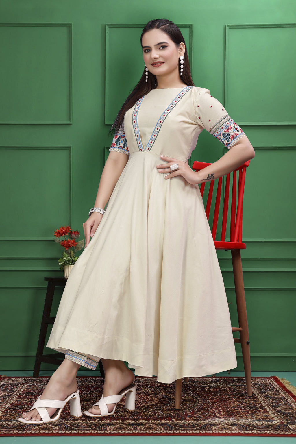 OFF WHITE ANARKALI HANDWORK SUIT HANDMADEAHOLIC BY MISHKA