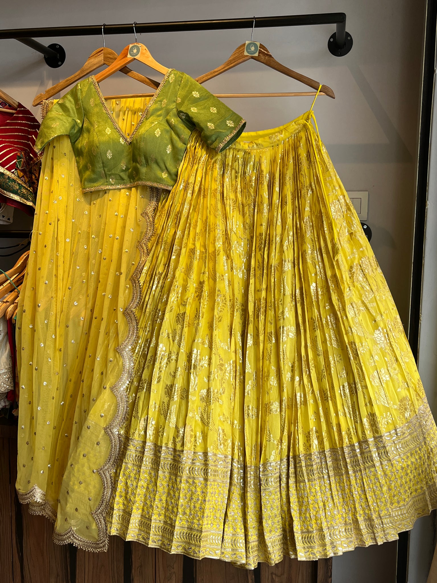 YELLOW BANARASI SILK CHANIYA CHOLI HANDMADEAHOLIC BY MISHKA