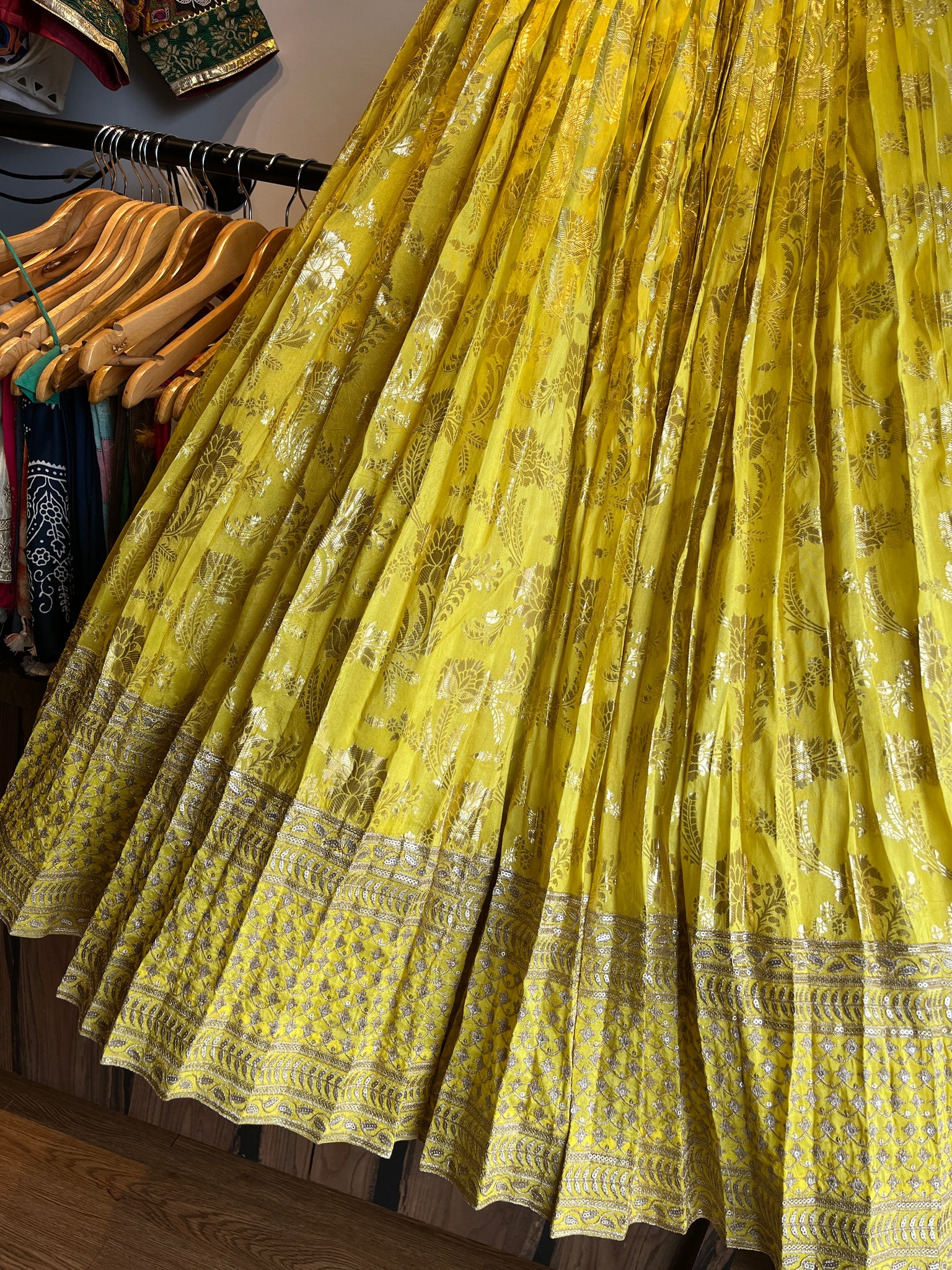 YELLOW BANARASI PANNEL SKIRT HANDMADEAHOLIC BY MISHKA