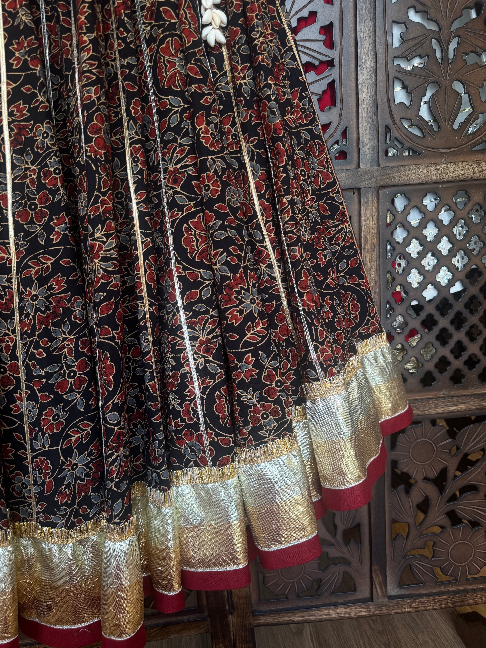 BLACK AJRAKH SKIRT RAAS'25 HANDMADEAHOLIC BY MISHKA
