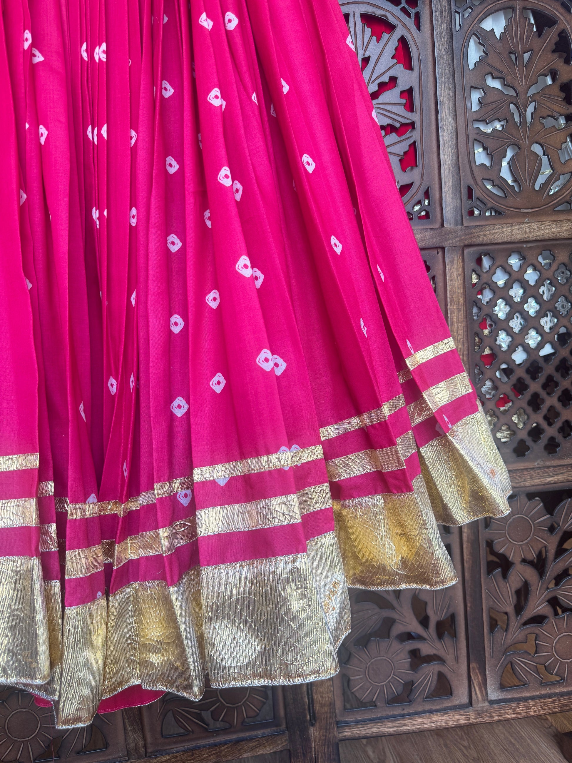 PINK BANDHANI SKIRT RAAS'25 HANDMADEAHOLIC BY MISHKA