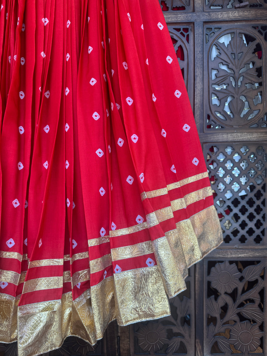 RED BANDHANI SKIRT RAAS'25 HANDMADEAHOLIC BY MISHKA