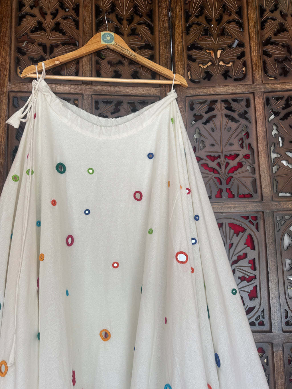 OFF WHITE UMBRELLA MULTI MIRROR WORK SKIRT HANDMADEAHOLIC BY MISHKA