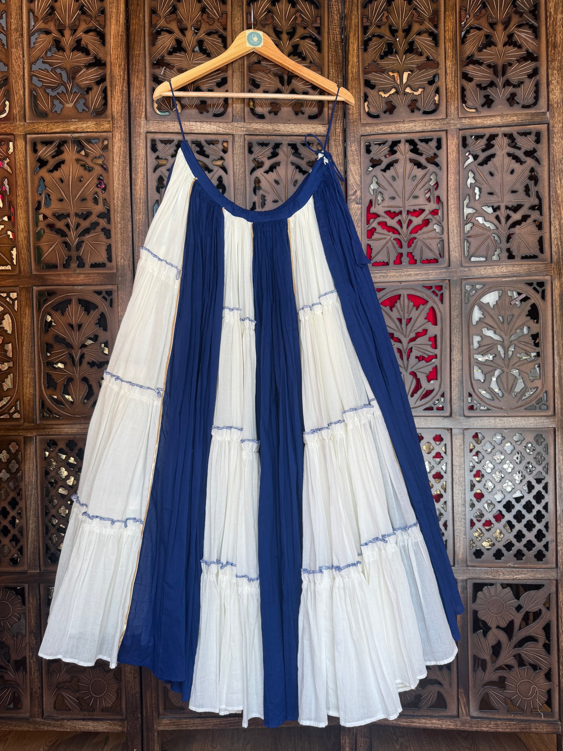 BLUE AND OFF WHITE SKIRT RAAS'25 HANDMADEAHOLIC BY MISHKA
