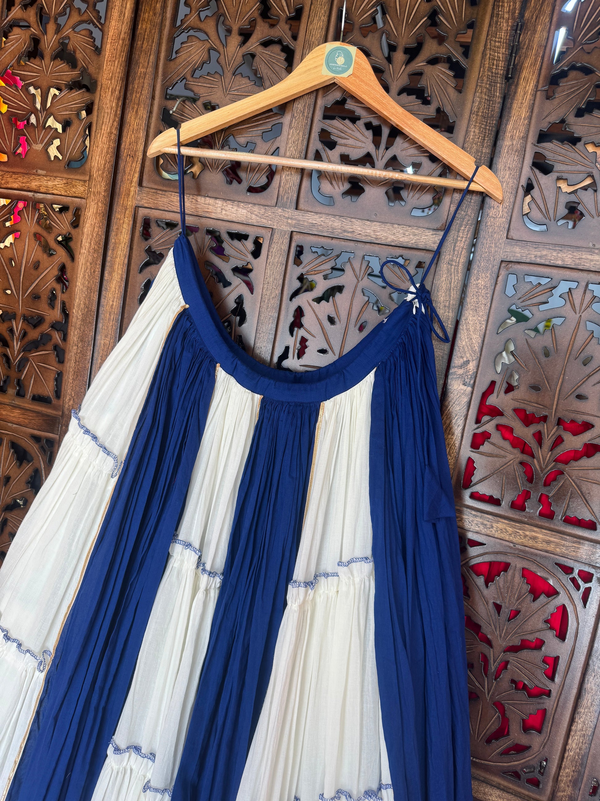 BLUE AND OFF WHITE SKIRT RAAS'25 HANDMADEAHOLIC BY MISHKA