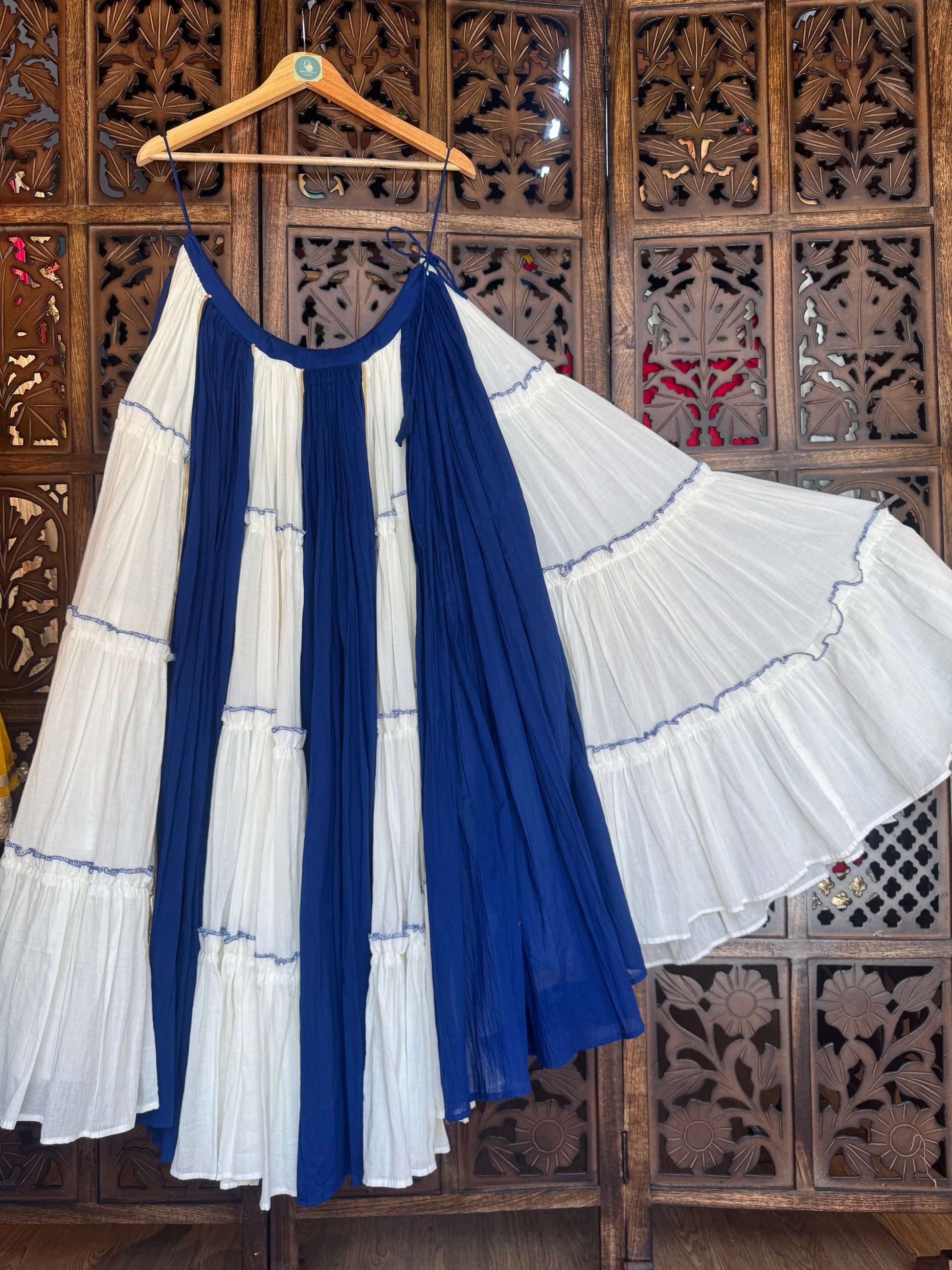 BLUE AND OFF WHITE SKIRT RAAS'25 HANDMADEAHOLIC BY MISHKA