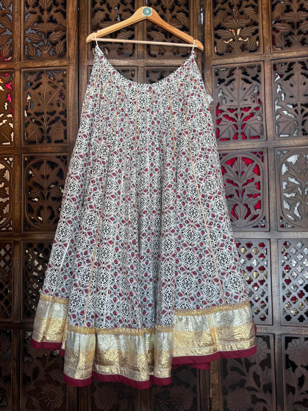OFF WHITE AJRAKH SKIRT RAAS'25 HANDMADEAHOLIC BY MISHKA
