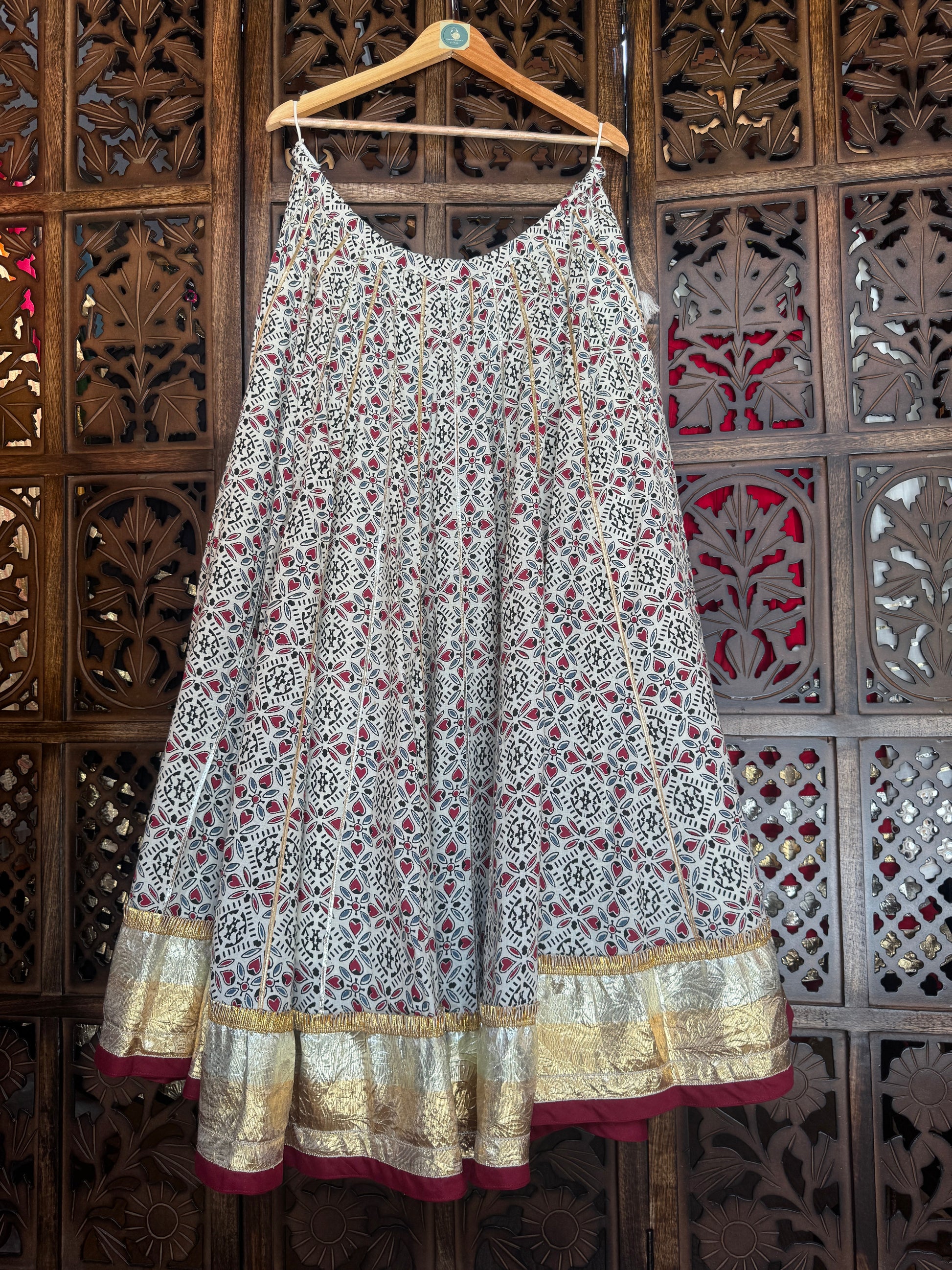 OFF WHITE AJRAKH SKIRT RAAS'25 HANDMADEAHOLIC BY MISHKA