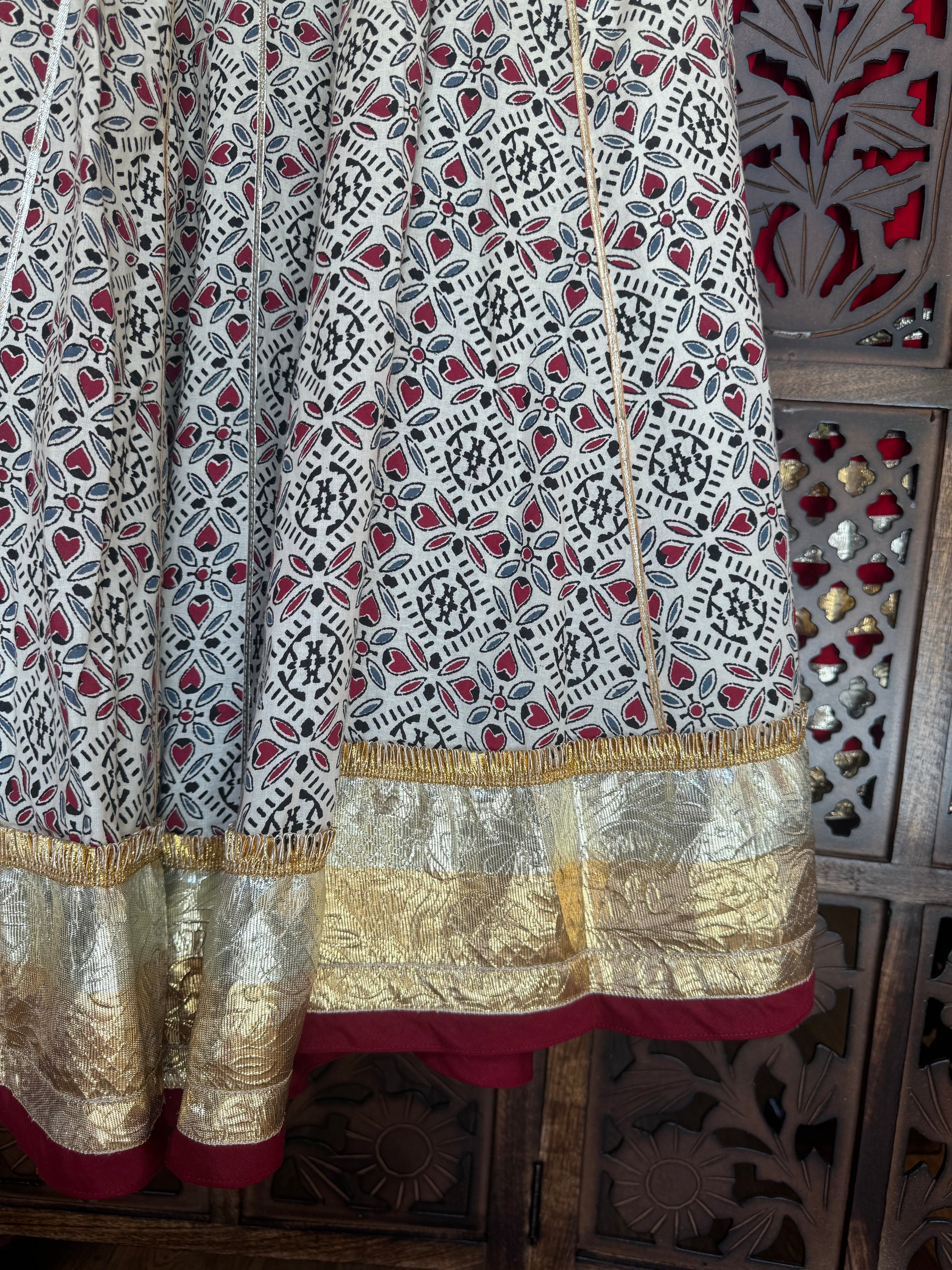 OFF WHITE AJRAKH SKIRT RAAS'25 HANDMADEAHOLIC BY MISHKA