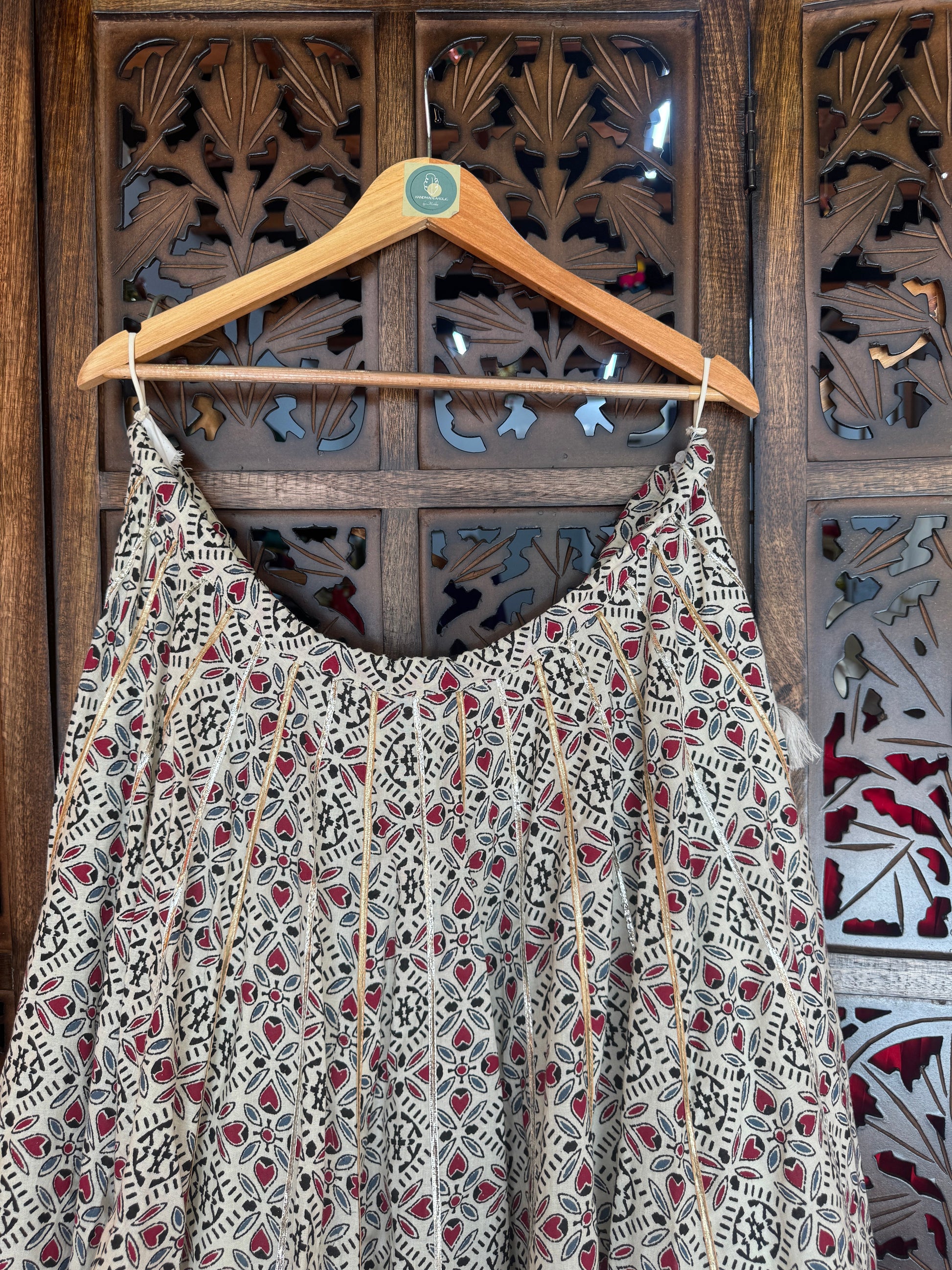 OFF WHITE AJRAKH SKIRT RAAS'25 HANDMADEAHOLIC BY MISHKA