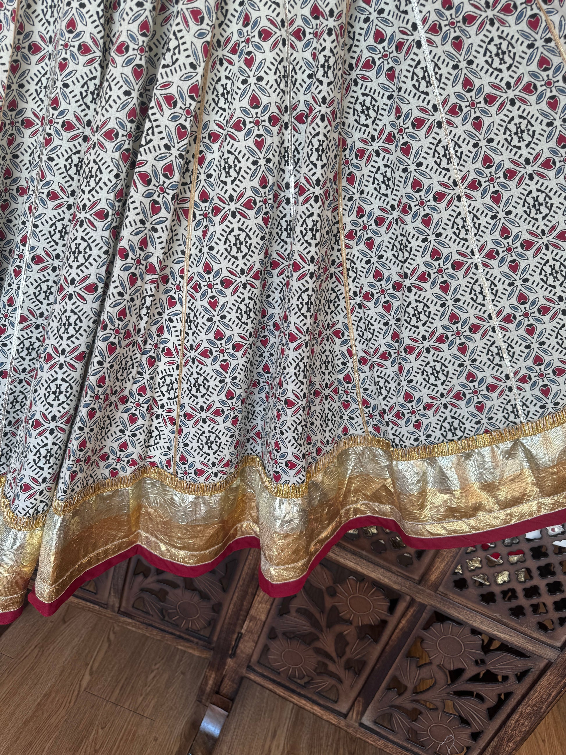 OFF WHITE AJRAKH SKIRT RAAS'25 HANDMADEAHOLIC BY MISHKA