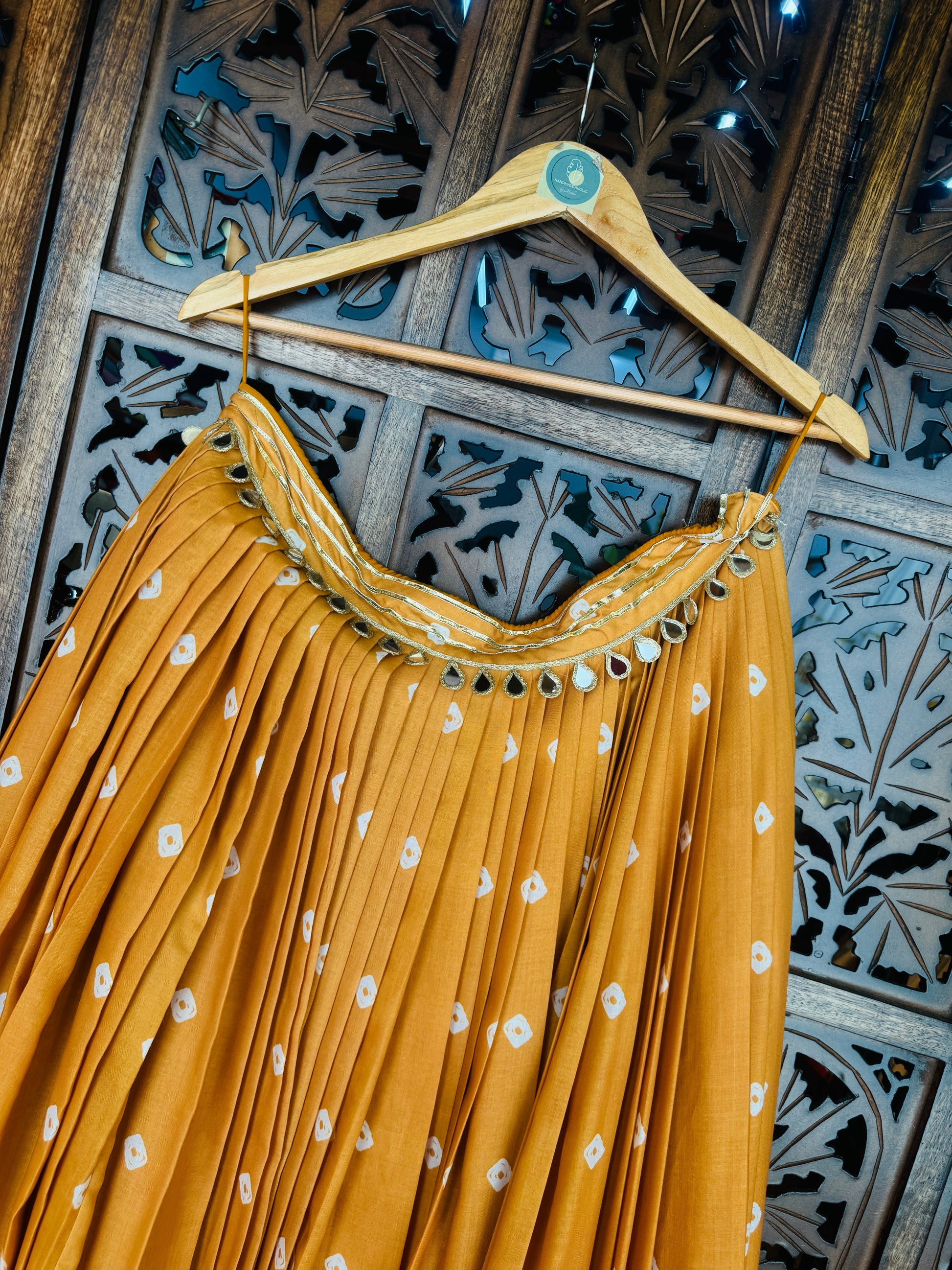 MUSTARD BANDHANI SKIRT RAAS'25 HANDMADEAHOLIC BY MISHKA