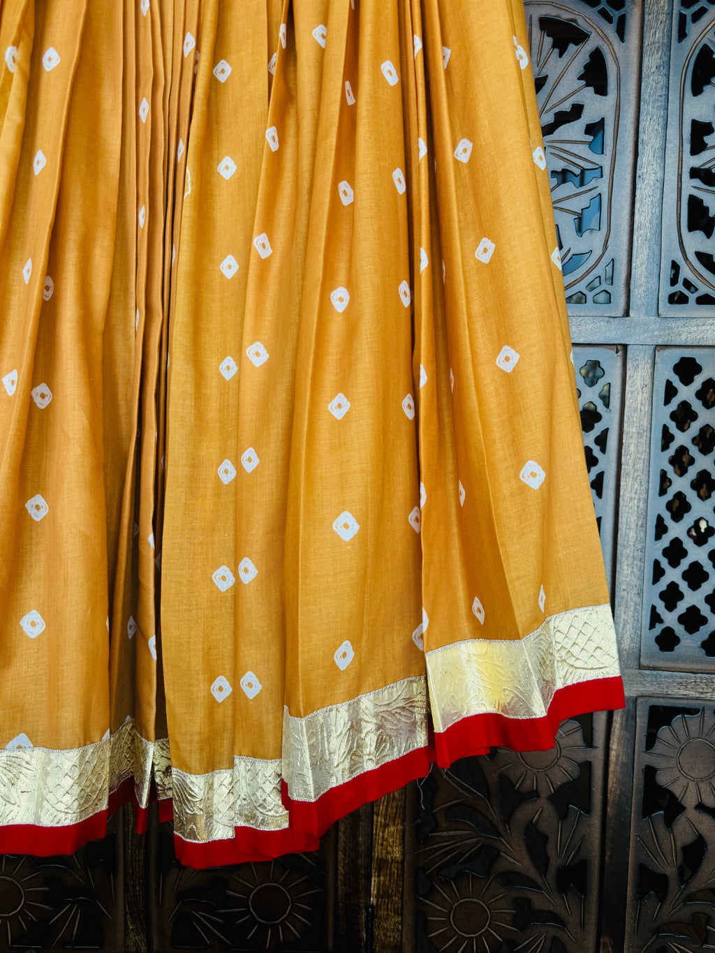 MUSTARD BANDHANI SKIRT RAAS'25 HANDMADEAHOLIC BY MISHKA