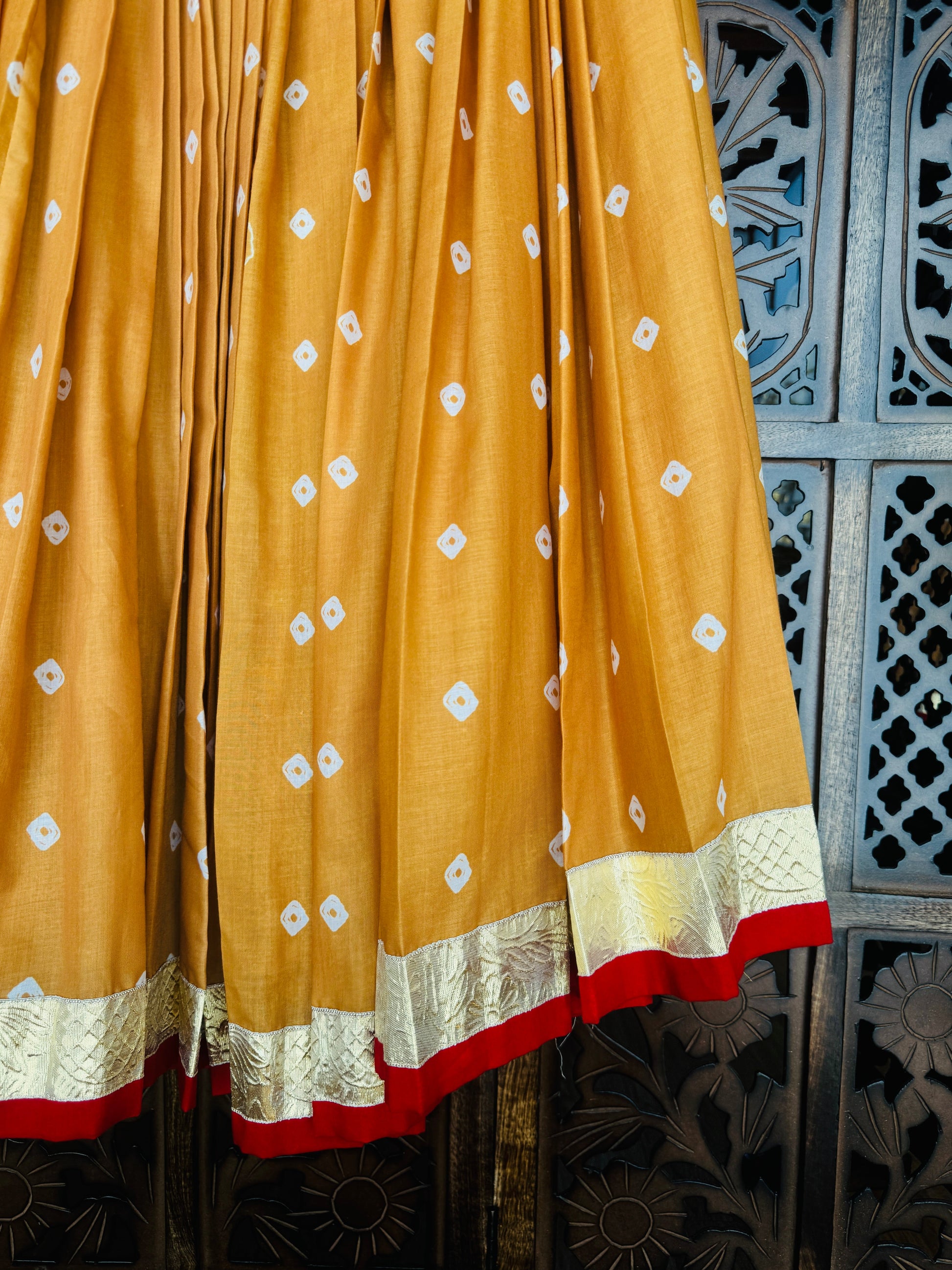 MUSTARD BANDHANI SKIRT RAAS'25 HANDMADEAHOLIC BY MISHKA