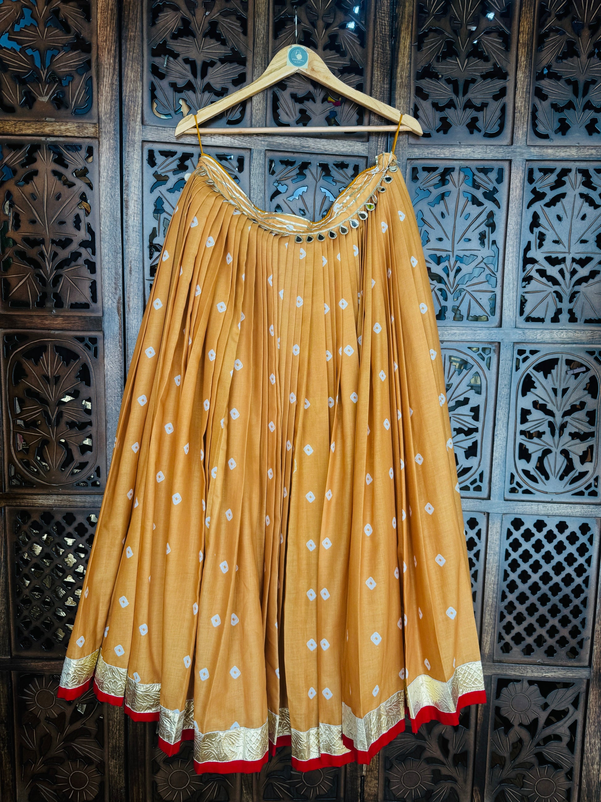 MUSTARD BANDHANI SKIRT RAAS'25 HANDMADEAHOLIC BY MISHKA