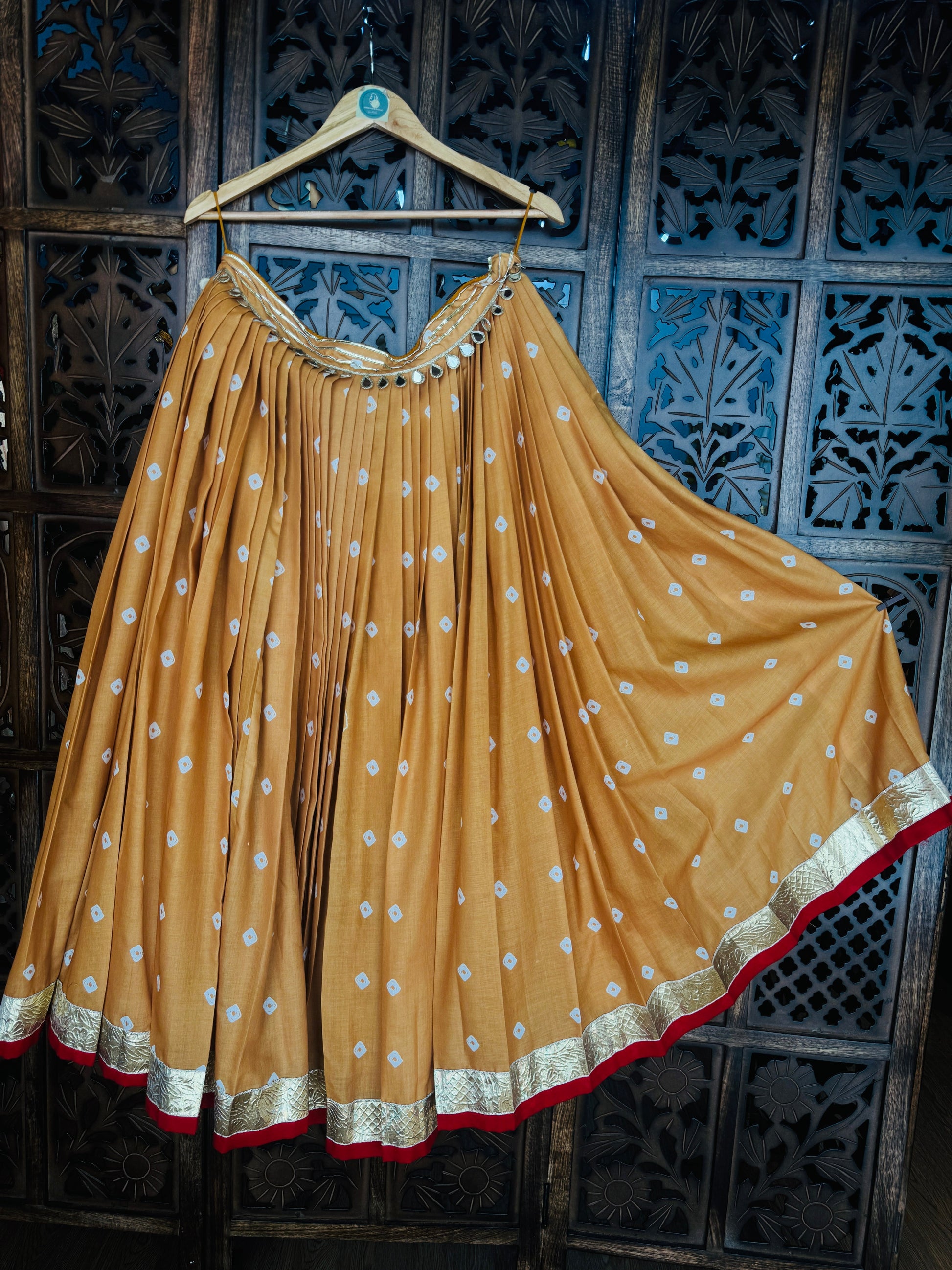 MUSTARD BANDHANI SKIRT RAAS'25 HANDMADEAHOLIC BY MISHKA