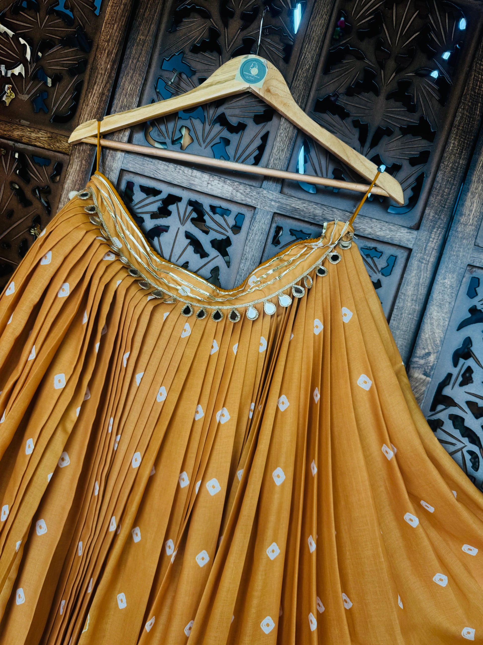 MUSTARD BANDHANI SKIRT RAAS'25 HANDMADEAHOLIC BY MISHKA
