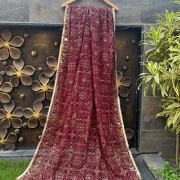 DARK MAROON VINTAGE DUPATTA HANDMADEAHOLIC BY MISHKA