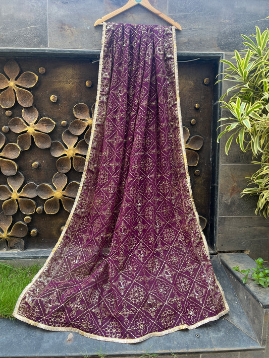 PURPLE VINTAGE DUPATTA HANDMADEAHOLIC BY MISHKA