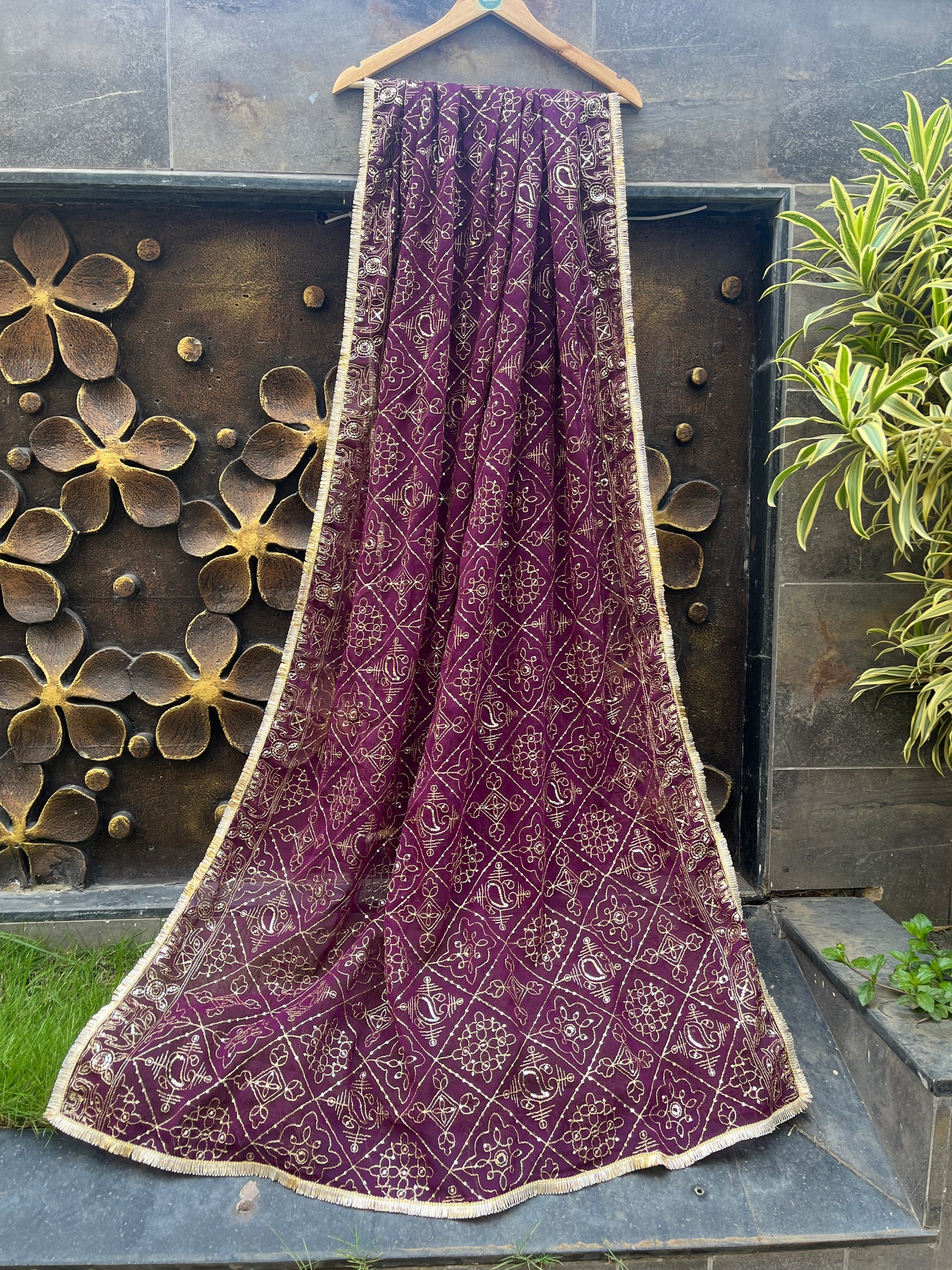 PURPLE VINTAGE DUPATTA HANDMADEAHOLIC BY MISHKA