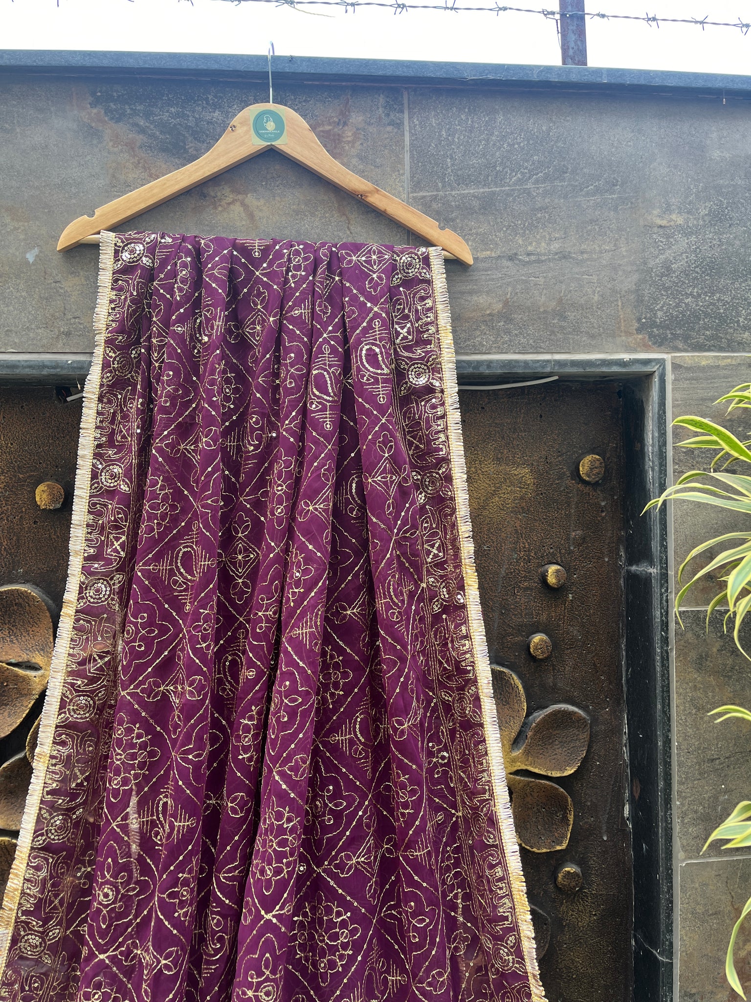 PURPLE VINTAGE DUPATTA HANDMADEAHOLIC BY MISHKA