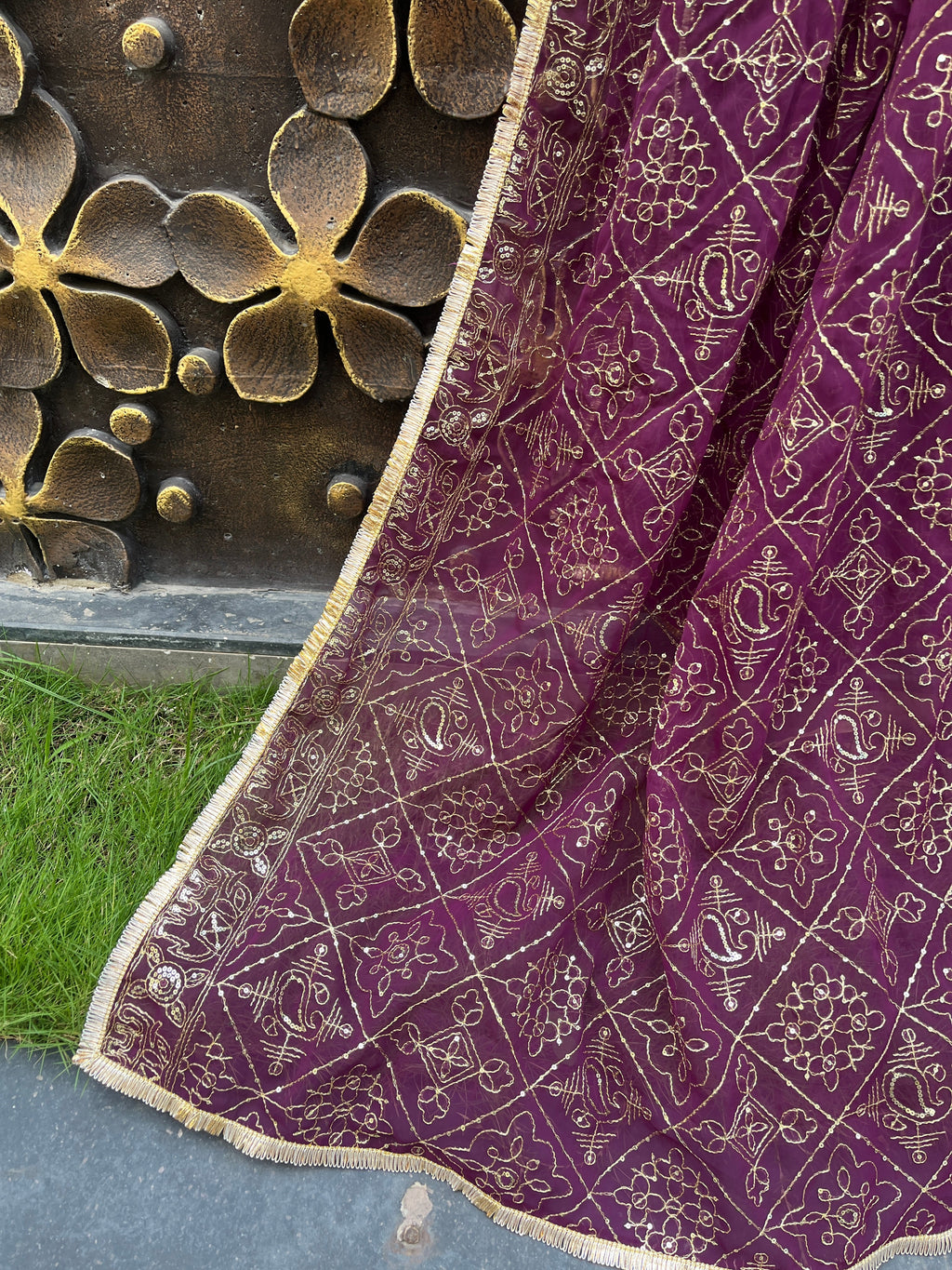 PURPLE VINTAGE DUPATTA HANDMADEAHOLIC BY MISHKA